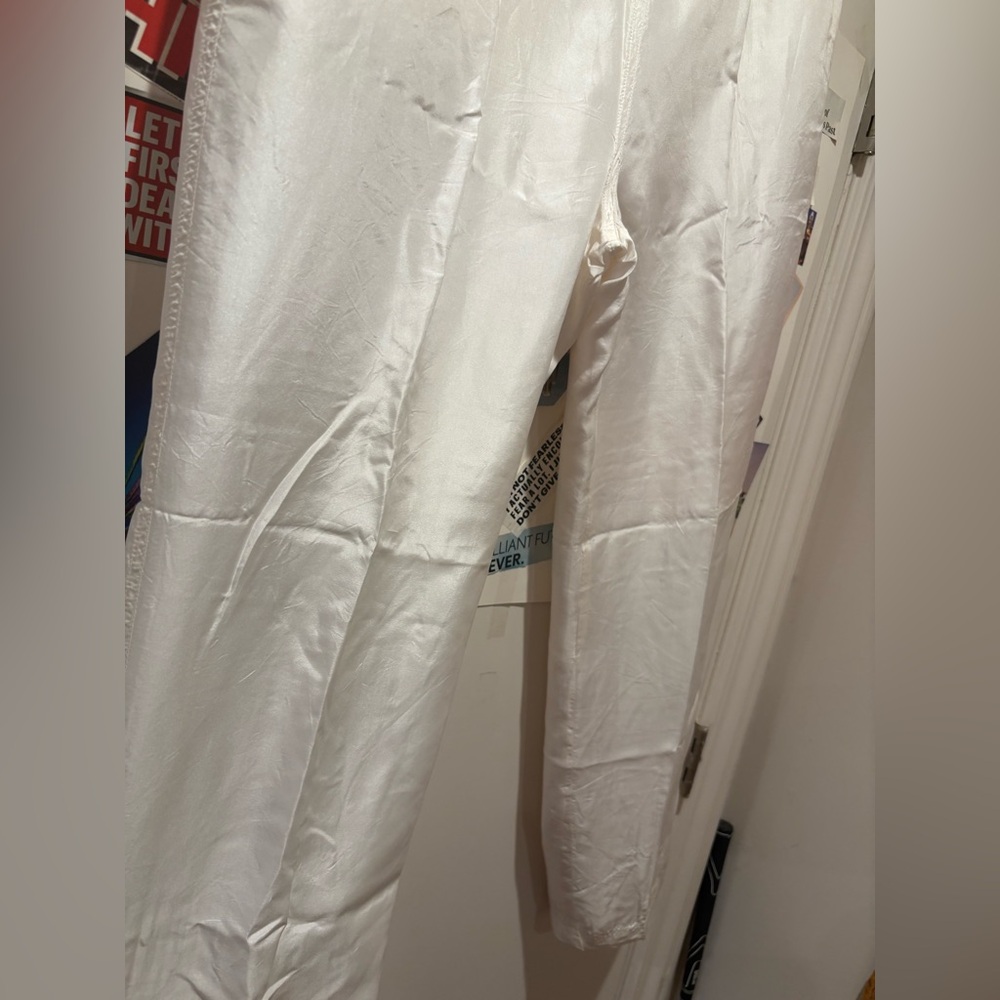 VTG Women's White Silk Joggers - Picture 5 of 9